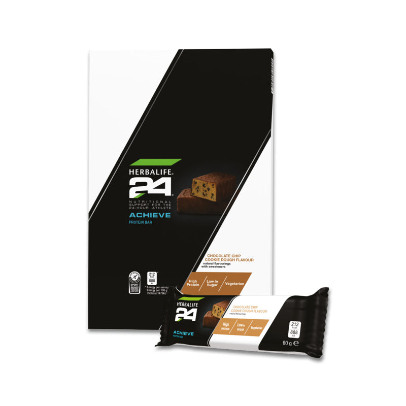 H24 Achieve Bar Chocolate Chip Cookie Dough 6 x 60g bars per box